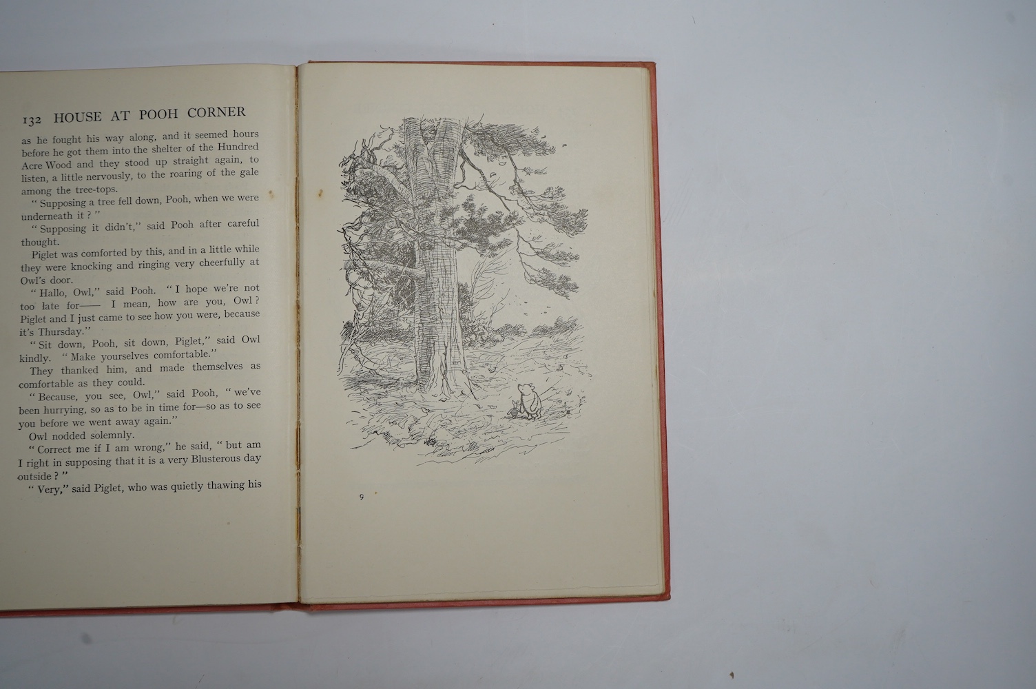 Milne, A.A. - The House at Pooh Corner. With decoration by Ernest H. Shepard. First Edition. frontis and text illus. throughout including pictorial e/ps.; original gilt ruled and pictorial pink cloth with gilt top, sm.cr